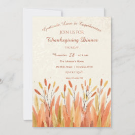 Boho Waterverf Pampas Grass & Rustieke Thanksgivin Kaart