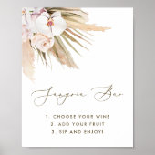 Boho Waterverf Pampas Grass Sangria Bar Sign Poster (Voorkant)
