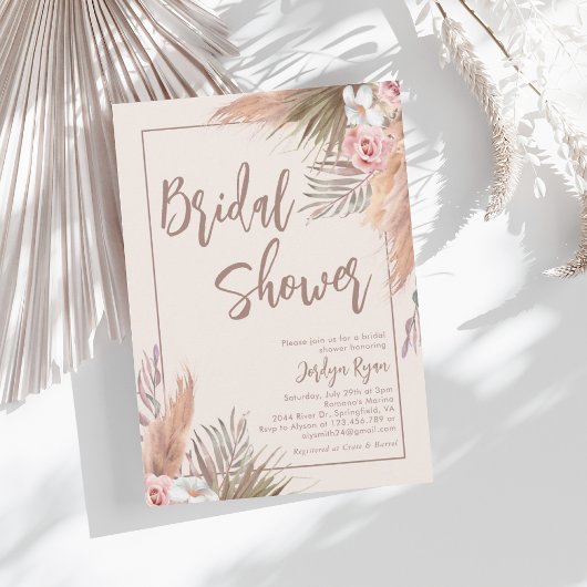 Boho Waterverf Pampas Grass Vrijgezellenfeest Kaart