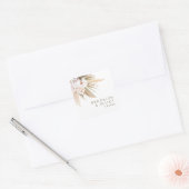 Boho Waterverf Pampas Grass Wedding Favor Vierkante Sticker (Envelop)