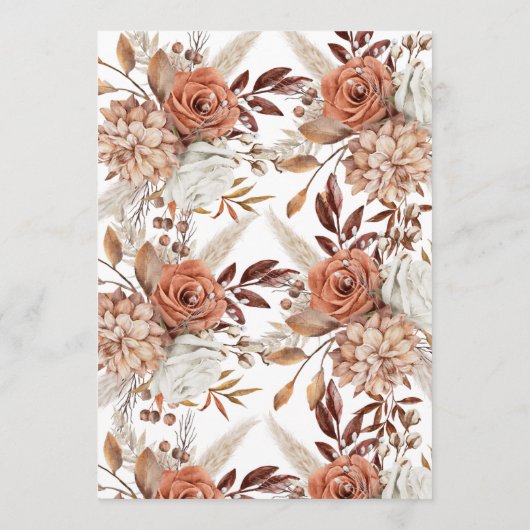 Boho Waterverf Pampas Wedding Menu Kaart (Achterkant)