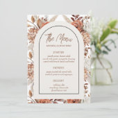 Boho Waterverf Pampas Wedding Menu Kaart (Staand voorkant)