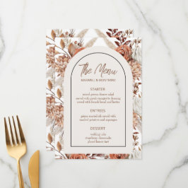 Boho Waterverf Pampas Wedding Menu Kaart