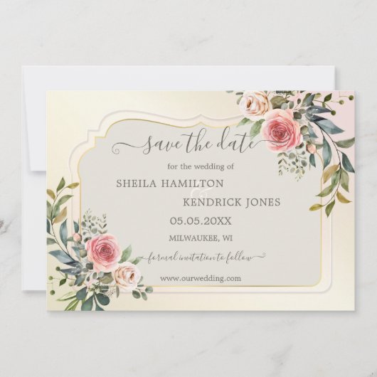 Boho Waterverf Photo Save the Date Kaart (Voorkant)