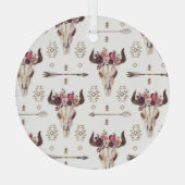 Boho waterverf: pijlen, schedelpatroon. glas ornament (Achterkant)