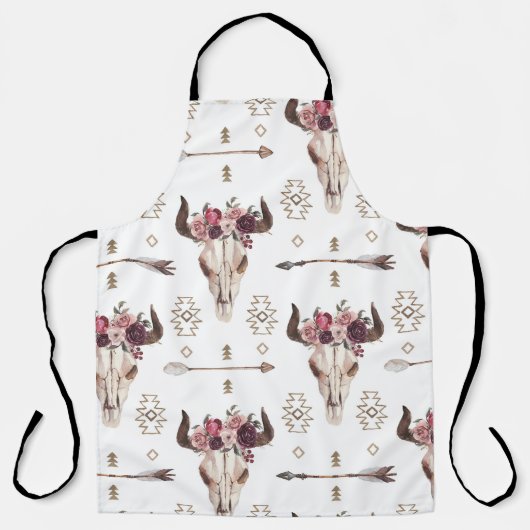 Boho waterverf: pijlen, schedelpatroon. schort (Voorkant)
