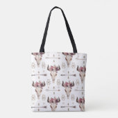 Boho waterverf: pijlen, schedelpatroon. tote bag (Achterkant)