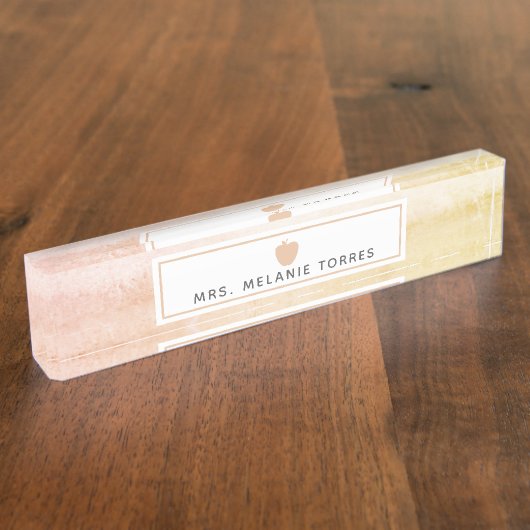 Boho Waterverf Pink Apple-leraar Naambordje (Zijkant)