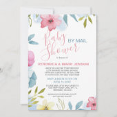 Boho Waterverf Pink Floral Baby shower per post Kaart (Voorkant)