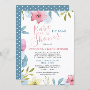 Boho Waterverf Pink Floral Baby shower per post Kaart