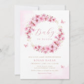 Boho Waterverf Pink Floral Butterfly Baby shower Kaart (Voorkant)