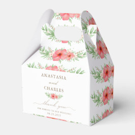 Boho Waterverf Pink & Ivory Greenery Floral Bedankdoosjes