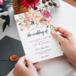 Boho Waterverf Pink Peony Floral Rustic Wedding Kaart<br><div class="desc">Boho Waterverf Pink Peony Floral Rustic Wedding</div>