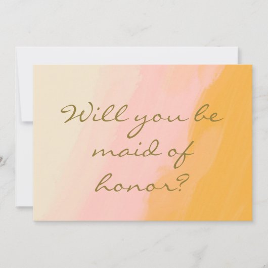 Boho Waterverf Pink Yellow Maid of Honor proposal (Voorkant)