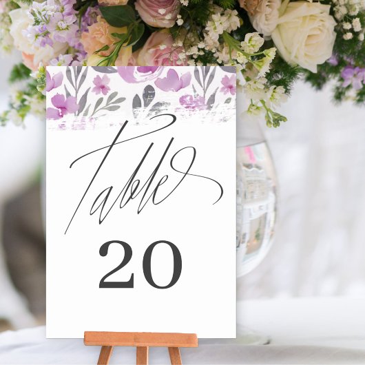 Boho Waterverf Pioenroze Tafelnummer