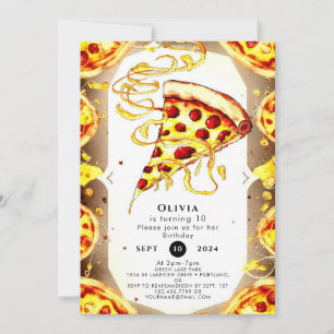 Boho Waterverf Pizza Verjaardag Kaart