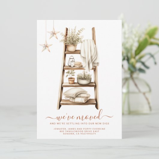 Boho Waterverf Plant Plank Verhuizen Aankondiging (Staand voorkant)