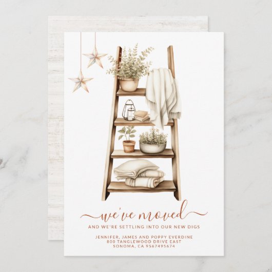 Boho Waterverf Plant Plank Verhuizen Aankondiging (Voorkant / Achterkant)