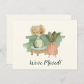 Boho Waterverf Planten Bewegd Nieuw Adres Briefkaart (Voorkant / Achterkant)