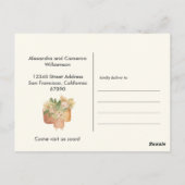 Boho Waterverf Planten Bewegd Nieuw Adres Briefkaart (Achterkant)