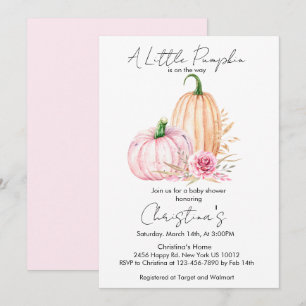 Boho Waterverf Pompoen Baby Shower Kaart