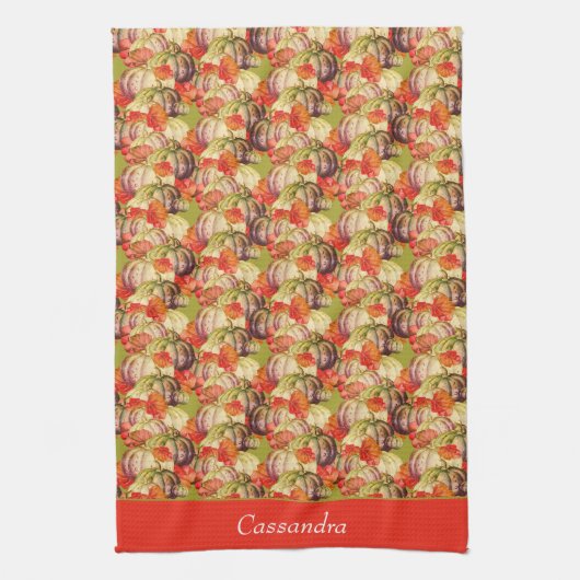 BOHO Waterverf Pompoen Herfst Thanksgiving Theedoek (Verticaal)