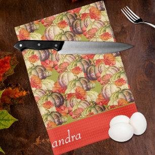 BOHO Waterverf Pompoen Herfst Thanksgiving Theedoek