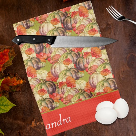 BOHO Waterverf Pompoen Herfst Thanksgiving Theedoek