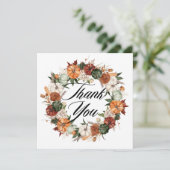 Boho Waterverf pompoenen krans herfstbruiloft Bedankkaart (Staand voorkant)