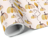 Boho Waterverf pompoenpatroon in Oranje blos Cadeaupapier (Rol Hoek)