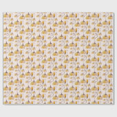 Boho Waterverf pompoenpatroon in Oranje blos Cadeaupapier (Vlak)