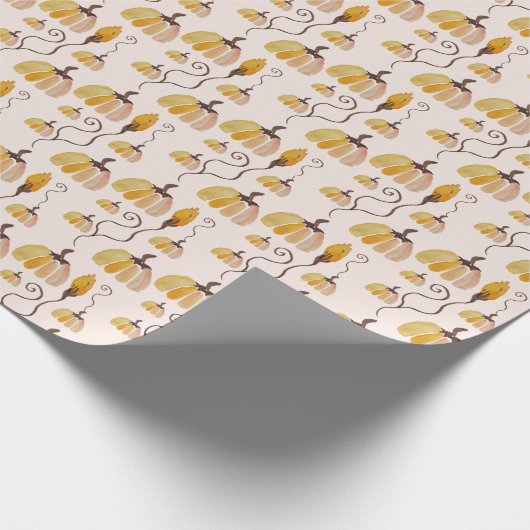 Boho Waterverf pompoenpatroon in Oranje blos Cadeaupapier (Hoek)