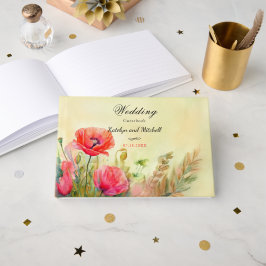 Boho Waterverf Poppies bruiloft Gastenboek