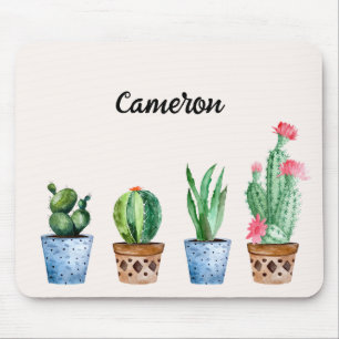 Boho Waterverf potcactus & vetplanten op maat Muismat