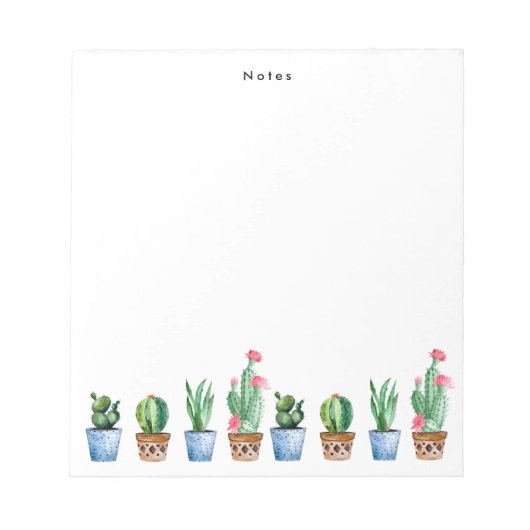 Boho Waterverf potcactus & vetplanten op maat Notitieblok (Voorkant)