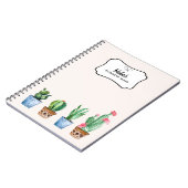 Boho Waterverf potcactus & vetplanten op maat Notitieboek (Linkerzijde)