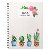 Boho Waterverf potcactus & vetplanten op maat Notitieboek (Voorkant)