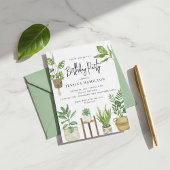 Boho Waterverf Potlood Planten Birthday Party Kaart