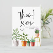 Boho-waterverf Potplanten Baby Shower Bedankkaart (Staand voorkant)