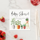 Boho Waterverf Potplanten Baby Shower Servet (Insitu)