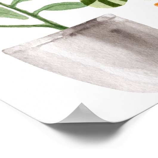 Boho-waterverf potplanten bruidslunch poster (Hoek)