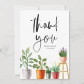 Boho Waterverf potplanten verjaardag Bedankkaart (Voorkant)