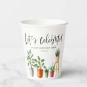 Boho Waterverf potplanten verjaardag Papieren Bekers (Achterkant)