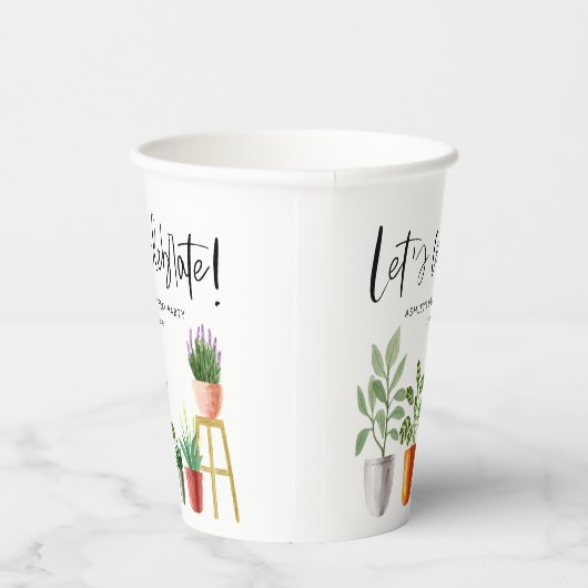 Boho Waterverf potplanten verjaardag Papieren Bekers (Rechts)
