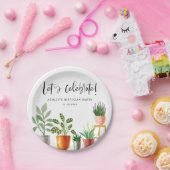 Boho Waterverf potplanten verjaardag Papieren Bordje (Feest)