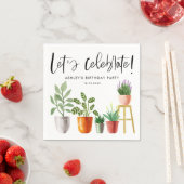 Boho Waterverf potplanten verjaardag Servet (Insitu)