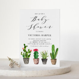Boho Waterverf Potted Cactus Baby shower Kaart