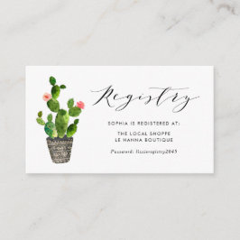 Boho Waterverf Potted Cactus Baby shower Registry Informatiekaartje
