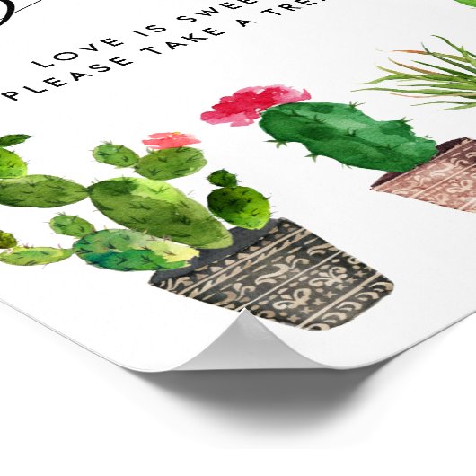 Boho Waterverf Potted Cactus Bruiloft Dessert Bar Poster (Hoek)