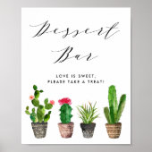 Boho Waterverf Potted Cactus Bruiloft Dessert Bar Poster (Voorkant)